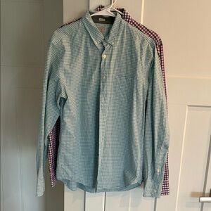 J.Crew Men's Checkered Shirt - Pink and Blue + Green & Blue (2 Shirts)